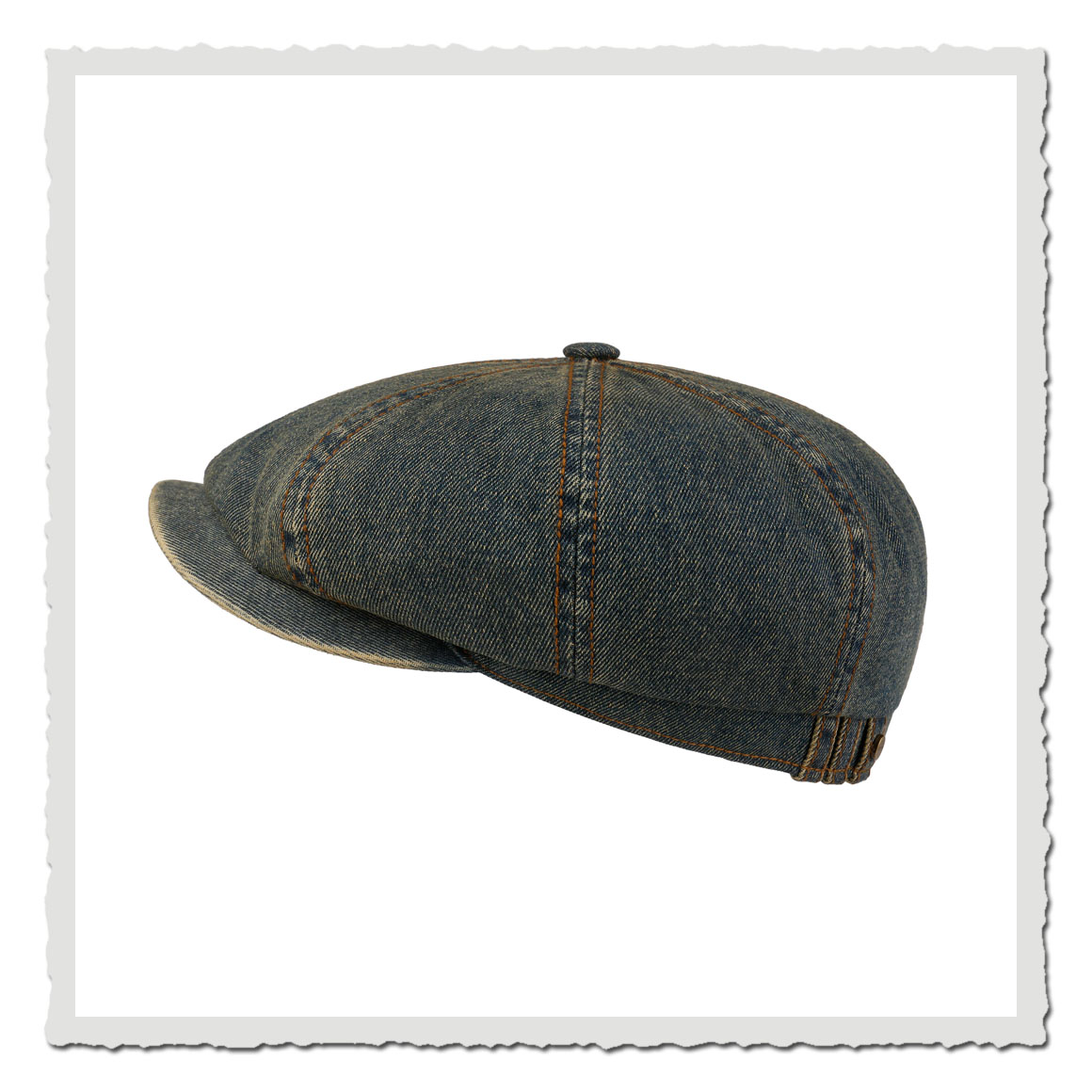Stetson Hatteras Denim – klassische 8-Panel-Ballonmütze im robusten used Jeans-Look