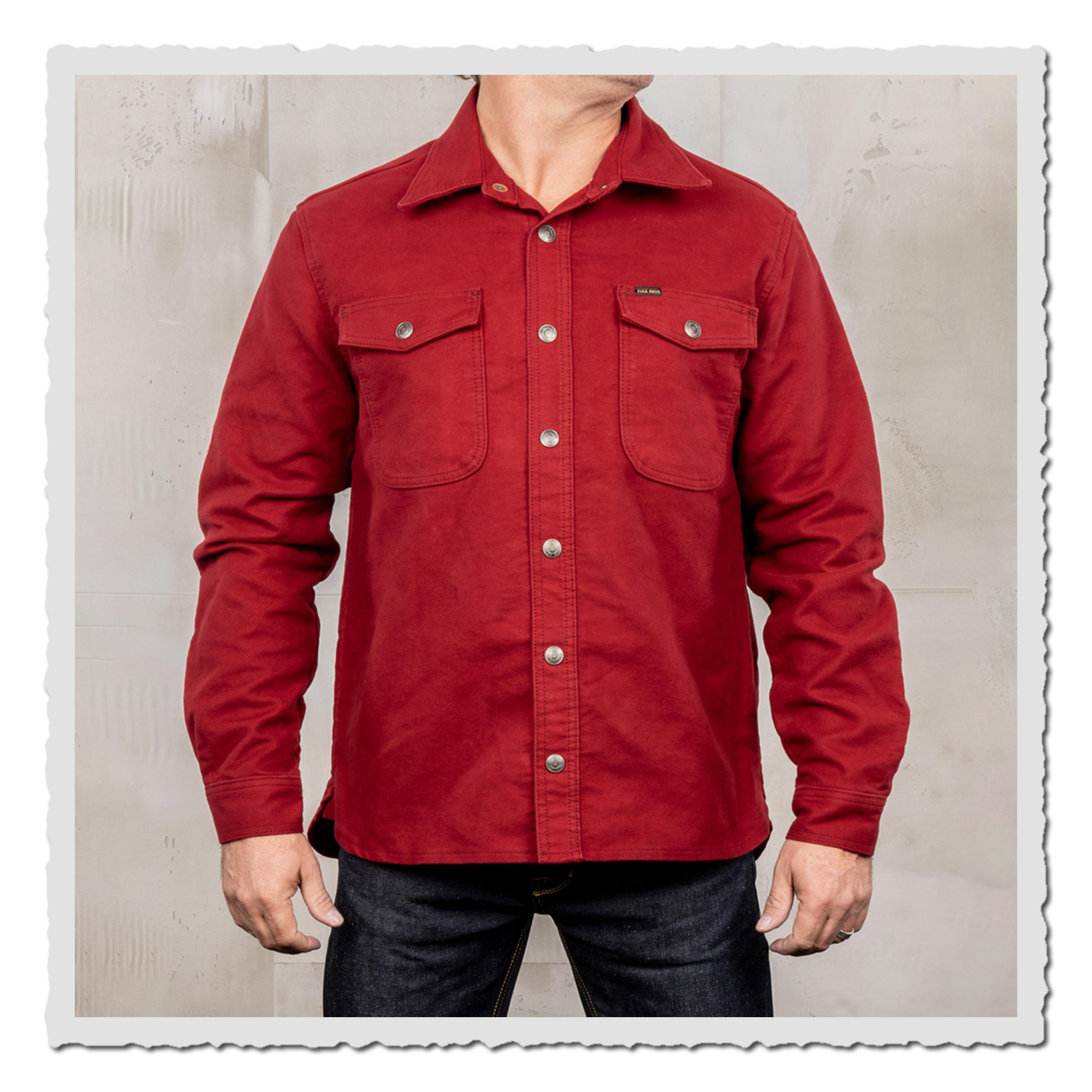 Klassisches Moleskin Arbeitshemd Herren rot – Pike Brothers Workwear