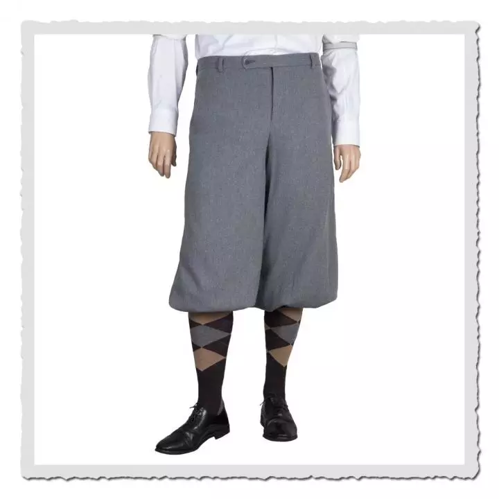 Retronia Otto grey – Retro Knickerbocker mit Fischgrätmuster in grau für Oldtimer-Treffen, Golfplätze und Motto-Events