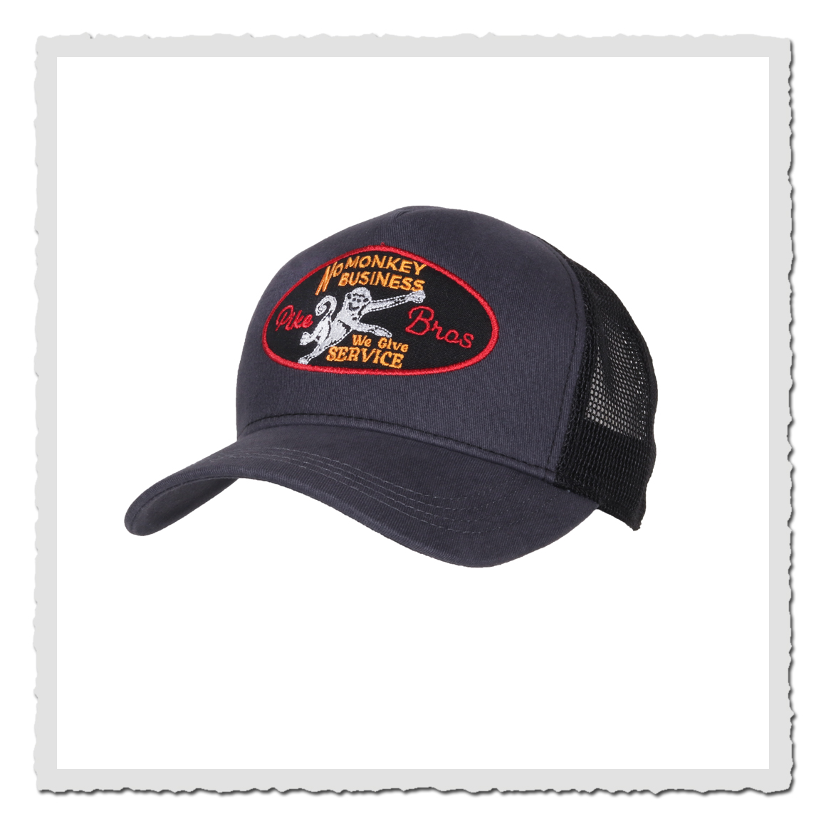 1972 Trucker Cap No Monkey Business Petrol