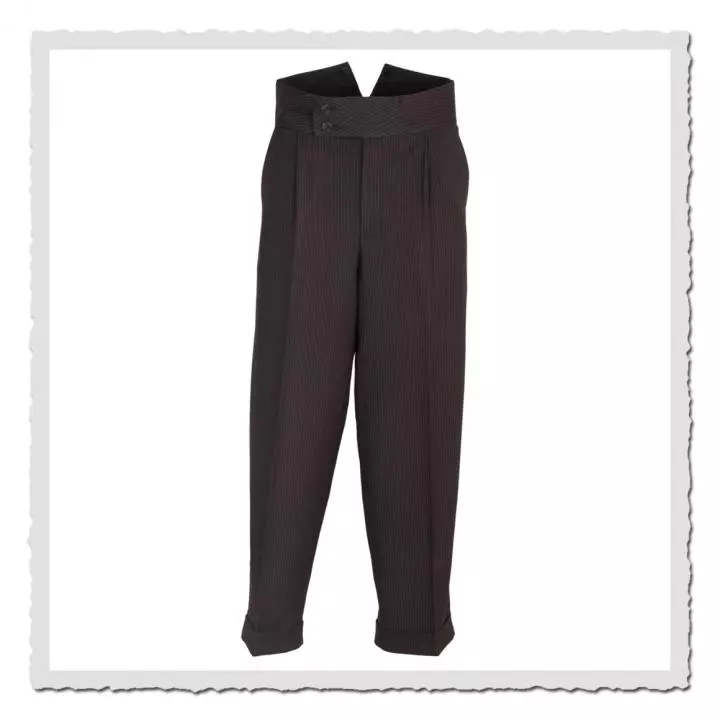 Spitzbundhose Lexington dunkelgrau mit hohem Bund und feinem Nadelstreifen im Retro-Stil der 30er Jahre