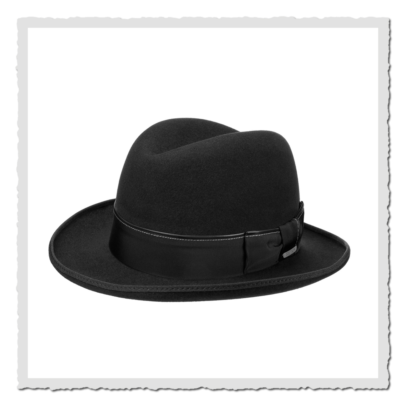 Stetson Homburg schwarz – eleganter Filzhut mit Ripsband und klassischer Krempe, Seitenansicht