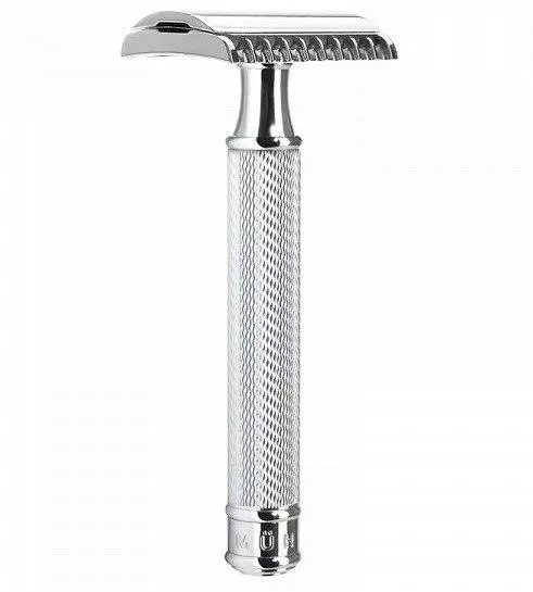 Mühle Shaving Rasierhobel R41, offener Kamm, verchromtes Metall, intensives Rasurerlebnis