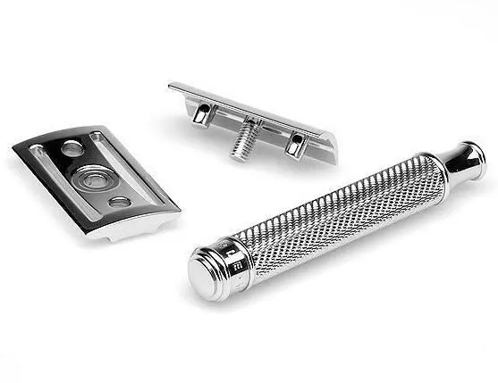 Rasierhobel R89 von Mühle, verchromtes Metall, sanfte Rasur für empfindliche Haut
