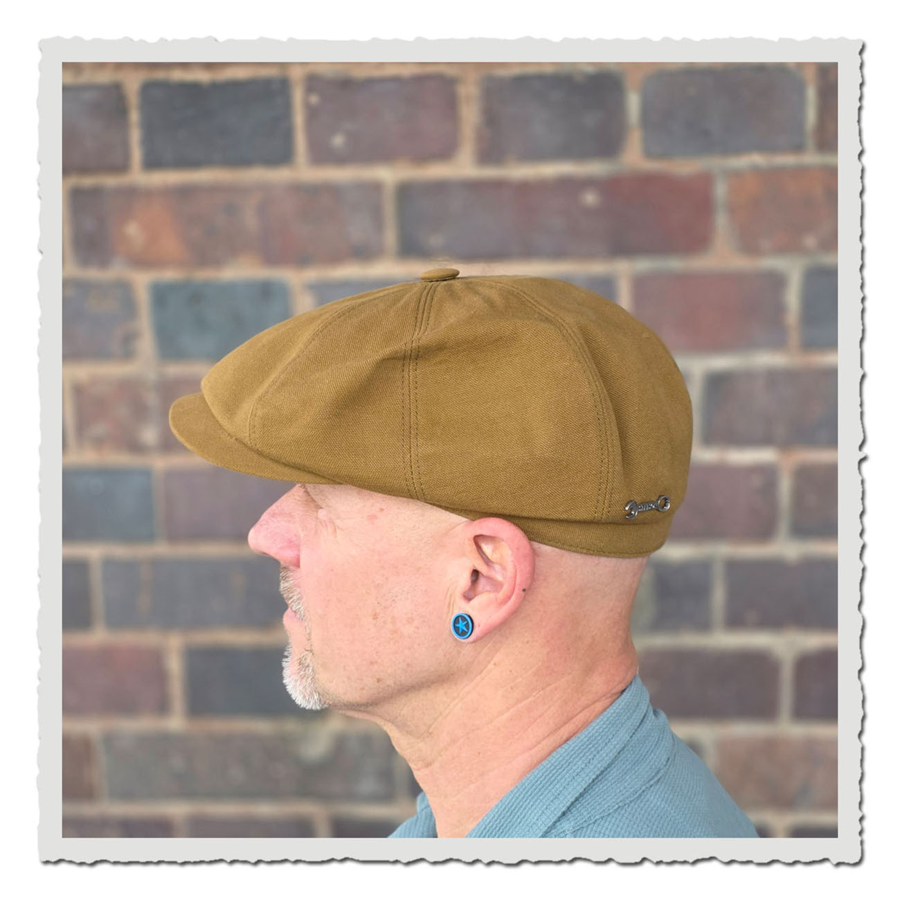 Heritage Flatcap von Stetson, Hatteras Waxed Cotton Garage Theme in Braun mit Retro Workwear-Stil, Seitenansicht