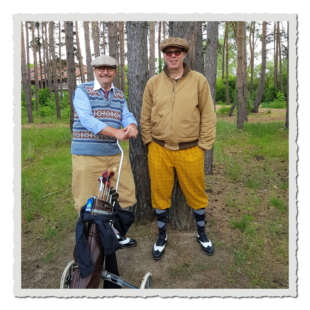 Gelbe Knickerbocker Max kariert – Retro-Hose für Herren, ideal für Golf, Oldtimer und Freizeit