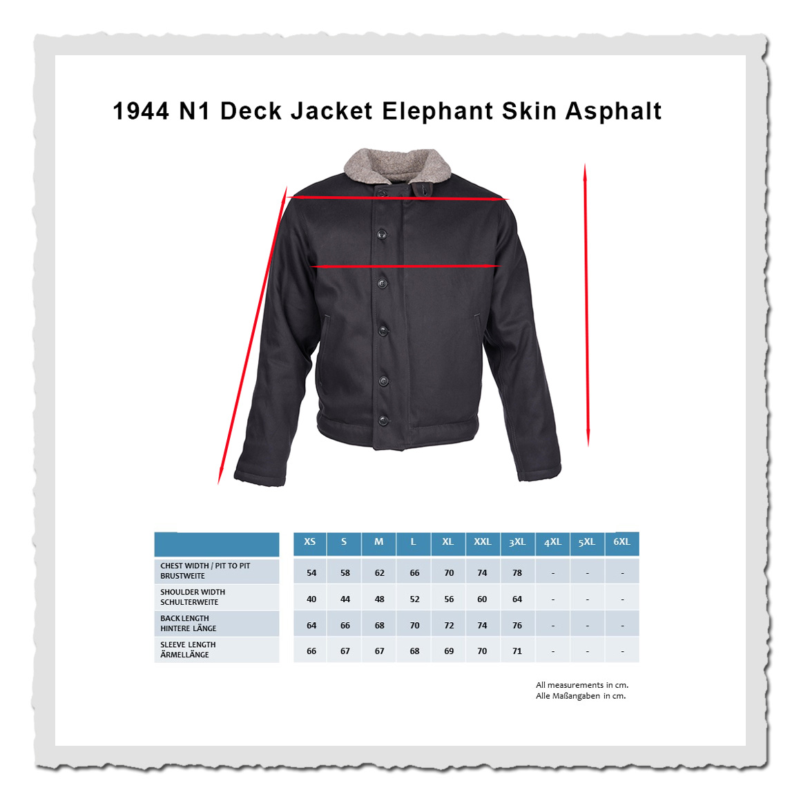 1944 N1 Deck Jacket Elephant Skin Asphalt