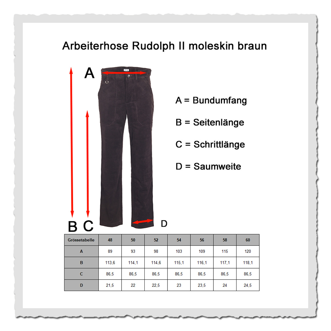 Arbeiterhose Rudolph II Cord schwarzbraun