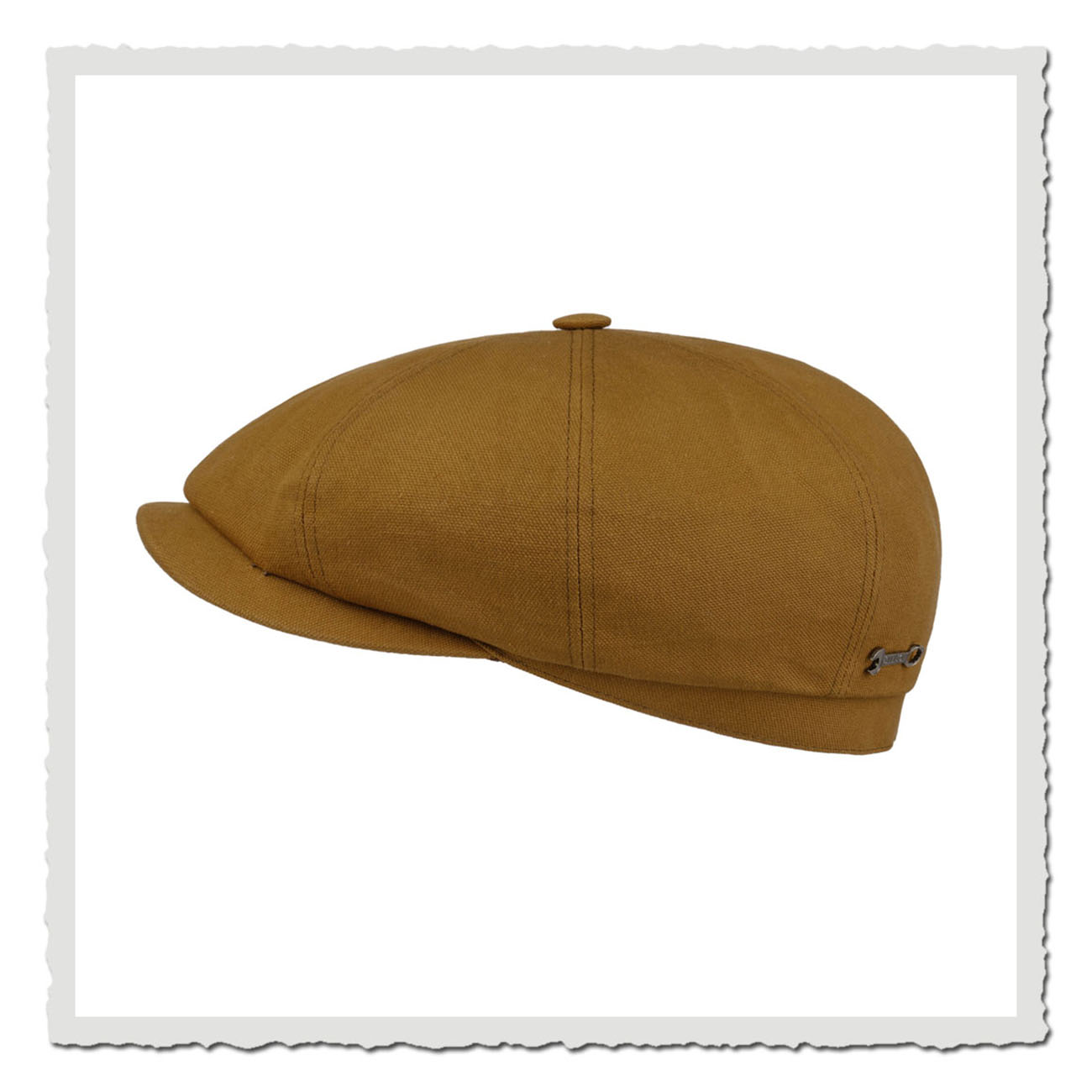 Stetson Hatteras Waxed Cotton Garage Theme – braune Ballonmütze aus Baumwolle, Seitenansicht