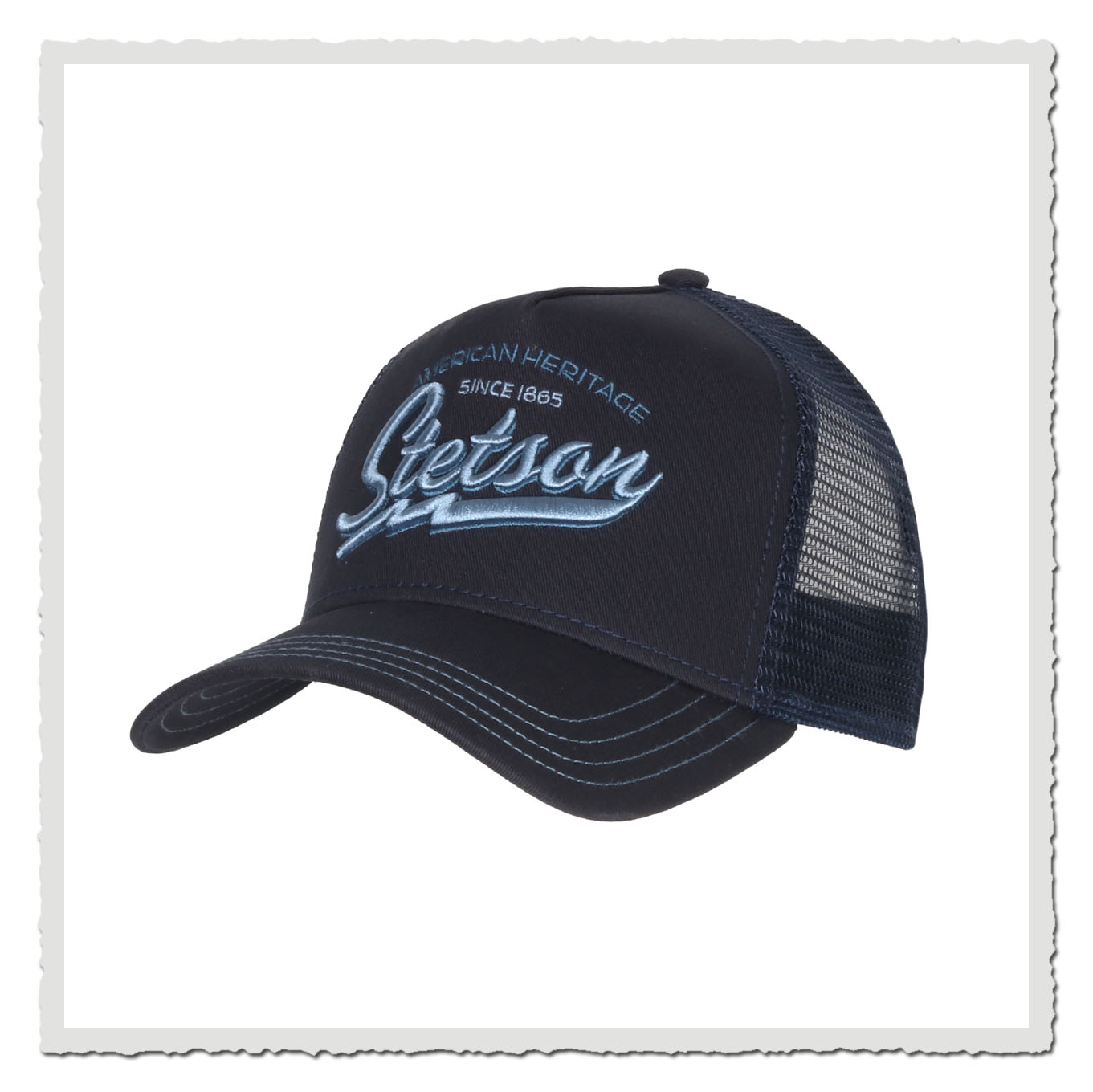 Stetson Trucker Cap American Heritage classic navy denim 7751171 2 in Dunkelblau mit Stickerei