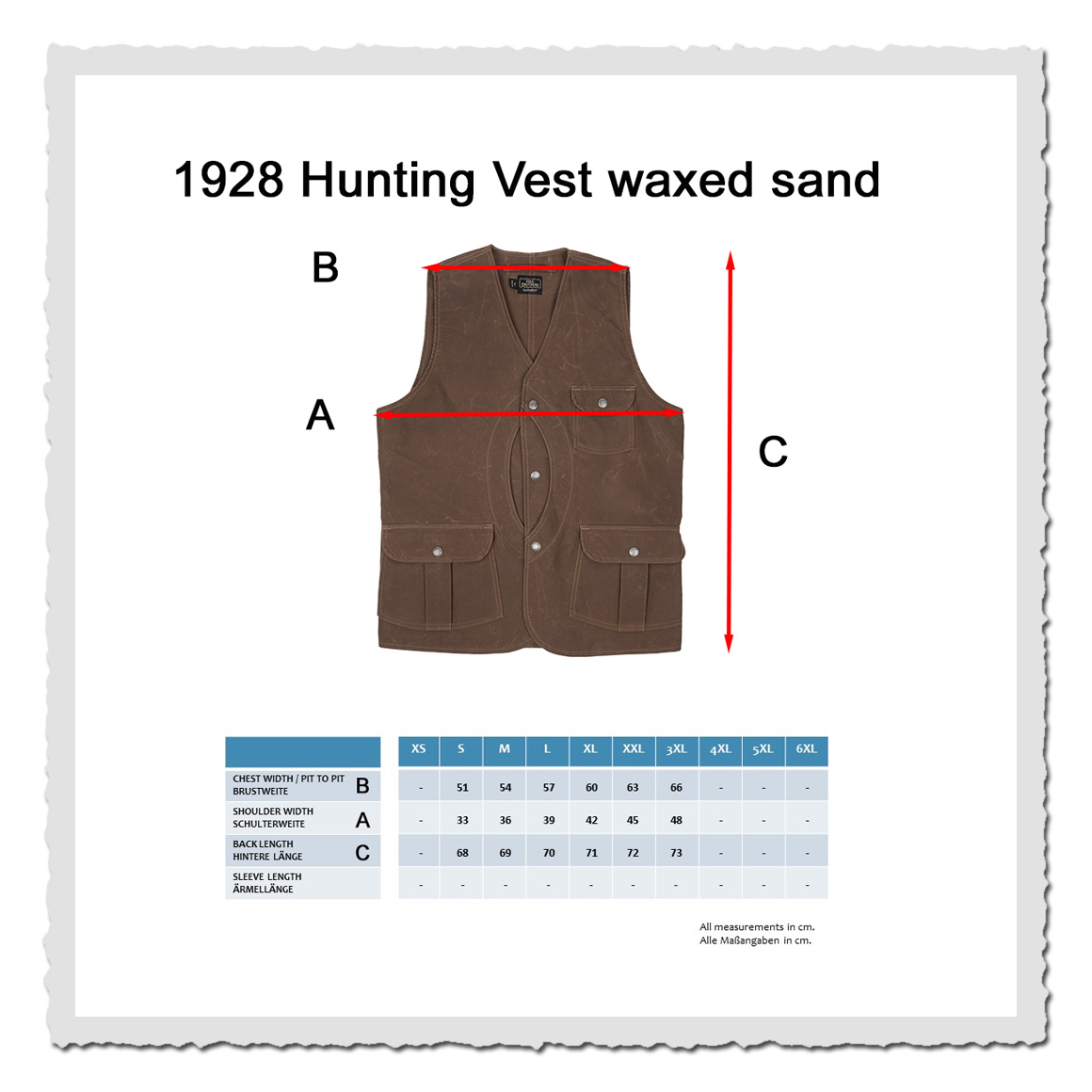 1928 Hunting Vest waxed sand