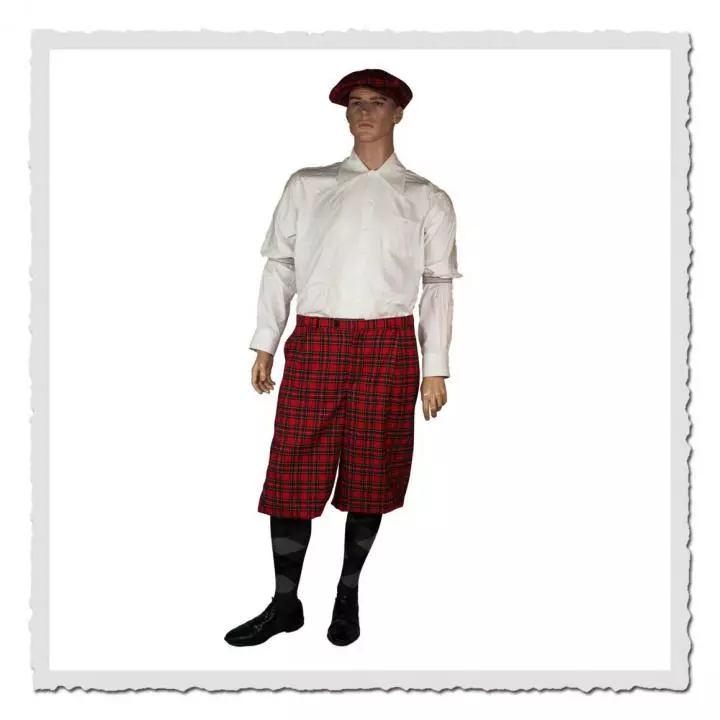 Vintage Knickerbocker Friedrich von Retronia – rot karierte Hose für Motto-Feiern oder Golf-Outfits