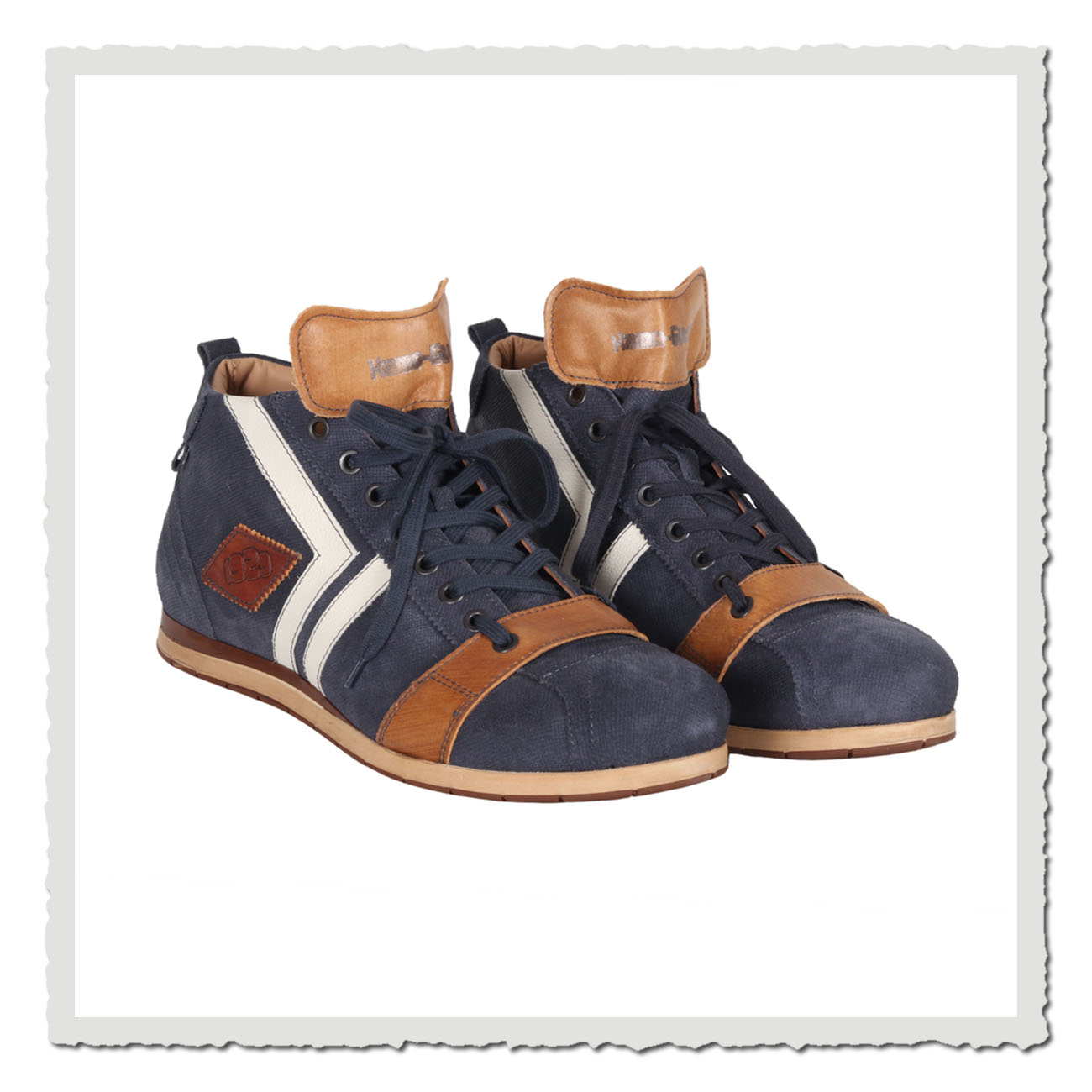 Herren Mid-Cut Sneaker Kamo-Gutsu Tifo 130 Cancun Deep Blue mit weißem Streifen und 1929-Patch
