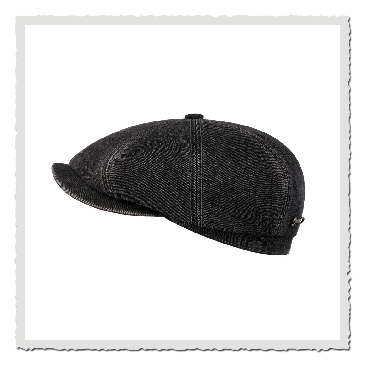 Stetson Hatteras Denim Garage Theme – 8-Panel-Ballonmütze aus robustem schwarzem Denim