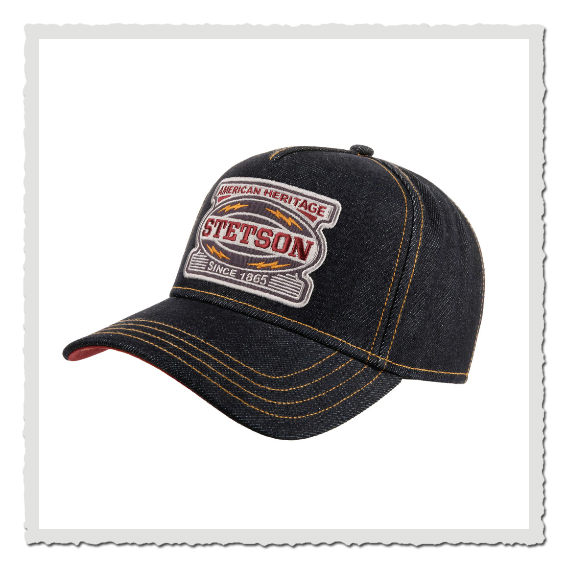 Stetson Trucker Cap Lightning im Denim-Look mit Heritage-Stickerei und Snapback-Verschluss