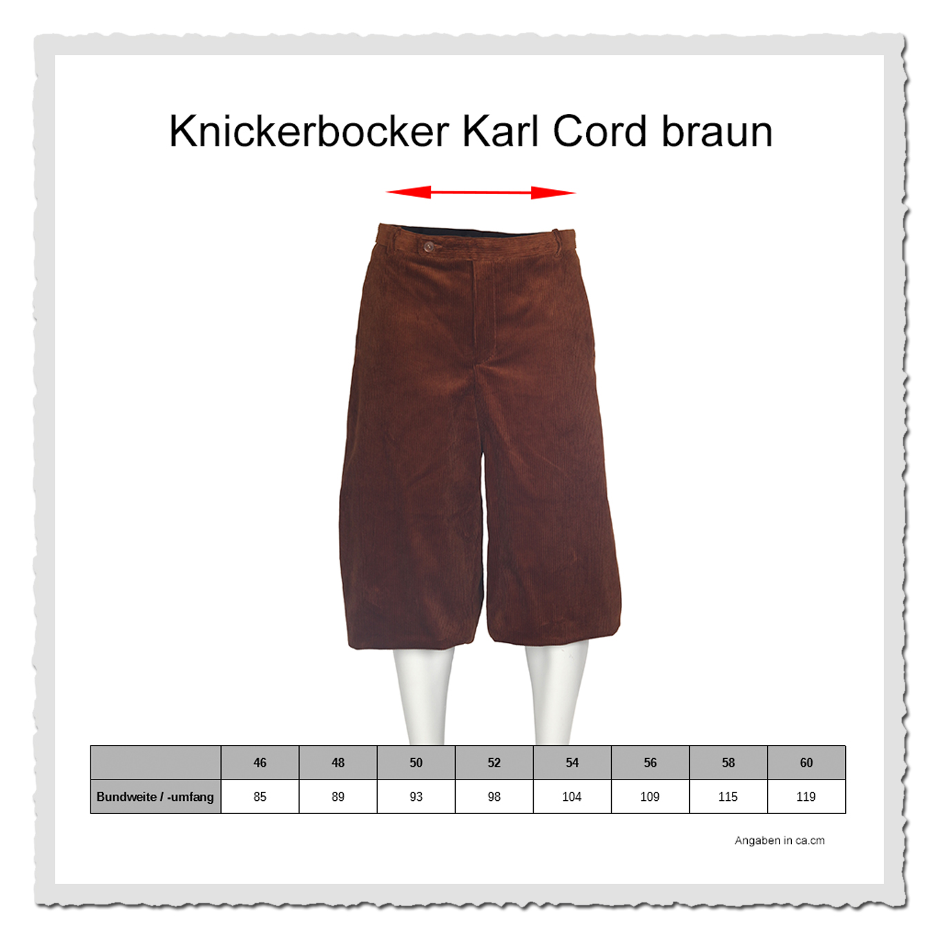 Knickerbocker Karl Cord braun – Vintage Hose Herren für 1920er bis 1950er Jahre Events
