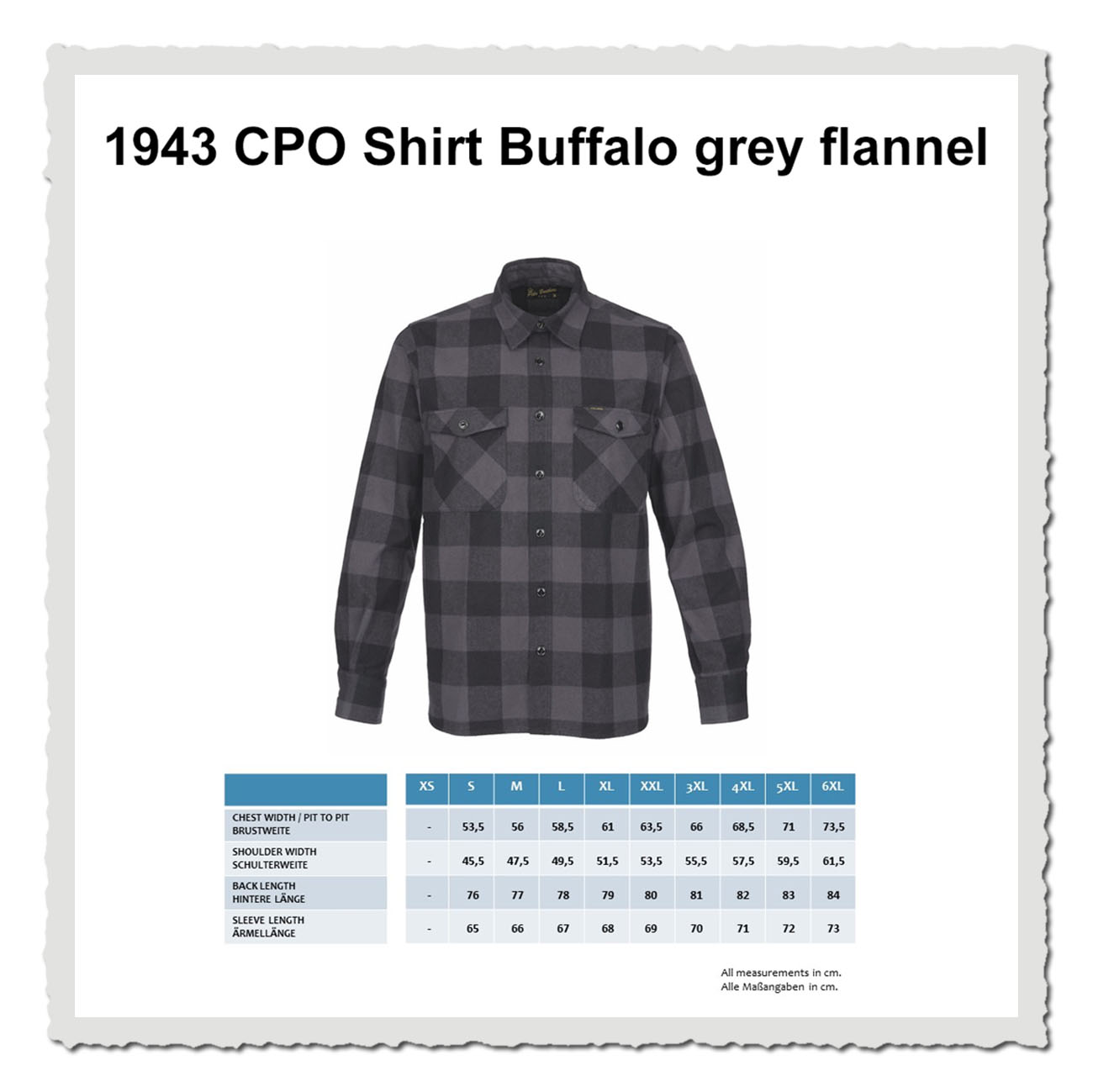 Klassisches Militärhemd Herren grau – Buffalo Check Flanell Baumwolle