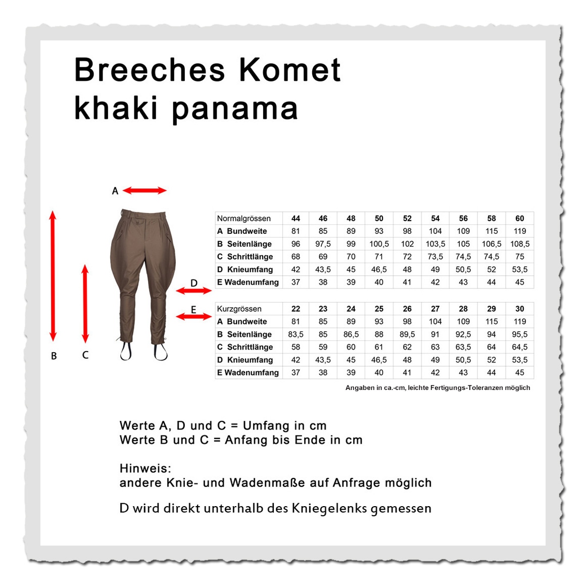 Breeches Komet Panama Khaki