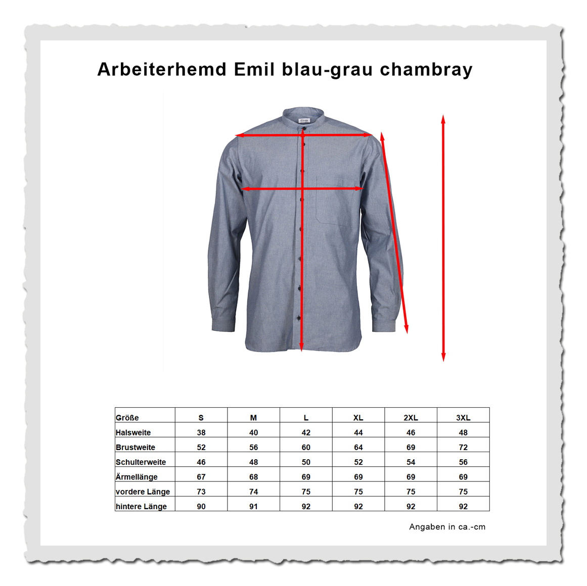 Arbeiterhemd Emil blau-grau chambray